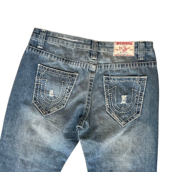 True Religion Jeans Joey Super T Straight Leg Distressed Womens 31x34 - Picture 5 of 10